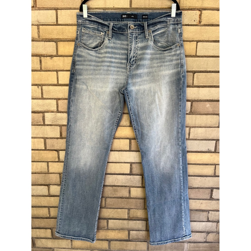 BKE Jake Straight Leg Jeans Light Wash Blue Denim Men's Size 36x32
